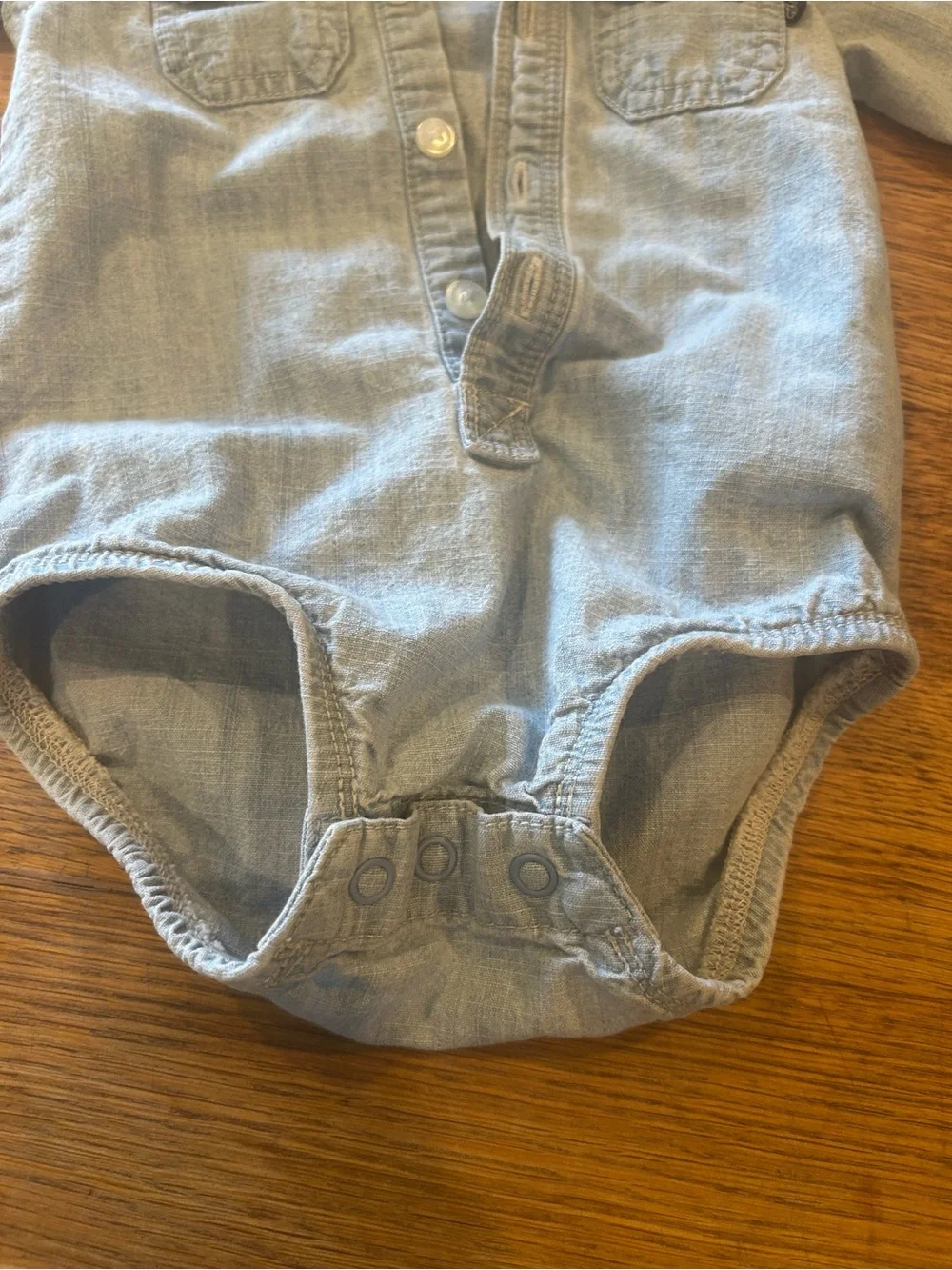 OshKosh B'gosh Light Blue Denim-Style Long Sleeve One-Piece